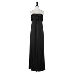 Black silk bustier evening dress with bow in the front. Silk lining and bra inside the bust. Hook&eye on the left side. Zip on the left side. SIZE 6 (M) Halston Heritage, Hook Eye, Dress With Bow, Black Silk, Silk Dress, Evening Dress, Side Zip, One Shoulder Formal Dress, Evening Dresses