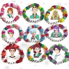 *stretchy *fits 6in + wrist Saiki K Bracelet, Kandi Bracelets Anime, Saiki K Pixel Art, Character Kandi, Kandi Aesthetic, Goofy Anime, Makerspace Ideas, Pulseras Kandi, Disastrous Life Of Saiki K