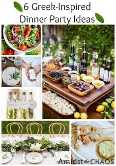 a collage of different pictures with food and drinks on it, including wine bottles