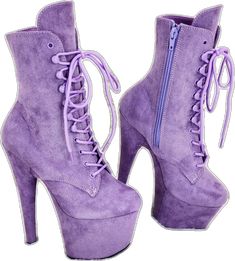 Trendy Purple Platform Boots, Purple High-top Platform Boots, Fitted Purple Lace-up Boots, Purple Platform Party Boots, Purple Platform Boots For Party, Purple High Heels For Winter, Purple Lace-up Party Boots, Platform Ankle Boots, Lilac Purple