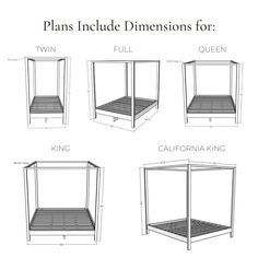 the plans for a bed frame with four sides