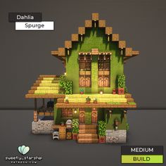 an image of a house made out of wood and green paint with the words dahla source below it