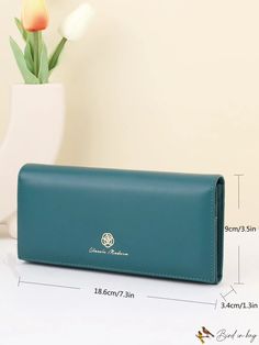 BirdinBag - Stylish & Spacious Wallet: Solid Color with Ample Card Capacity Solid Wallets With Interior Card Slots For Daily Use, Elegant Large Capacity Wallets For Daily Use, Elegant Large Capacity Wallets, Large Capacity Clutch Wallet For Daily Use, Elegant Large Capacity Pouch Wallet, Elegant Large Capacity Wallet Pouch, Elegant Wallet With Large Capacity, Travel Clutch Wallet With Large Capacity, Green Portable Wallet For Daily Use