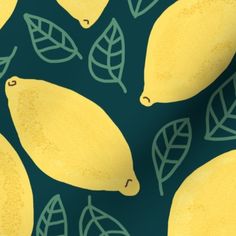 lemons and leaves on a green background