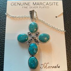 Turquoise Marcasite Cross Necklace Gold Chain Necklace Womens, Pura Vida Necklace, Silver Multi-stone Turquoise Necklace As A Gift, Spiritual Turquoise Nickel-free Necklace, Blue Nickel-free Southwestern Turquoise Necklace, Nickel-free Southwestern Blue Turquoise Necklace, Rhinestone Choker Necklace, Southwestern Style Nickel-free Blue Turquoise Necklace, Square Necklace