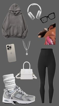 Outfits For Grey New Balance, Rain Fits Aesthetic, Grey Nb Outfit, Black It Girl Essentials, Outfit Creator App, Go Carting Outfit Ideas, White Essentials Hoodie Outfit, Cute Outfits With New Balance Shoes, Outfit Ideas Winter Black Women