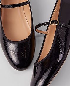 A modern update to a covetable classic, our patent mary jane flat steps up any ensemble. Round toe. Adjustable buckle at side vamp for secure fit. Padded footbed for complete comfort. 1/2" heel.,Imported:Imported,Fabrication:Leather Mary Jane Patent Ballet Flat by Ann Taylor Size regular - 6 Black Women's Flat, Flats, Footwear, Leather Black Mary Jane Flats Medium Width, Mary Jane Ballet Flats With Buckle Closure, Black Slip-on Ballet Flats With Round Toe, Black Mary Jane Slip-on Flats, Womens Black Flats, Black Leather Sole Ballet Flats, Medium Width, Mary Jane Flats, Leather Mary Janes, Ballet Flat