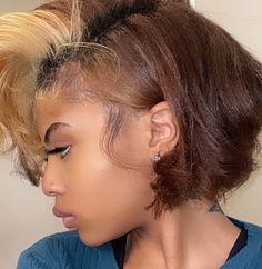 Silk Press Natural Hair Short Bob With Highlights, Big Chop Natural Hair Color, 90s Short Hair Black Women, Short Dyed Hair Black Women, Short Hairstyle Women Black Woman Natural Hair, Short Hair Blowout Black Women, Short Dyed Hair, Natural Hair Short Cuts