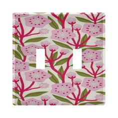 a pink and green floral light switch cover