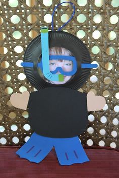 a child's paper plate with a mask on it