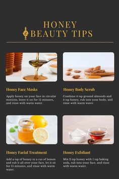 honey beauty tips for the skin and body, including honey, honey face scrubs, honey