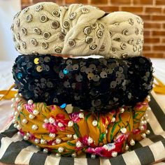 Three Lovely Headbands And Dust Bags. Black Sequin And Floral Pearl Love Shack Fancy Have Been Worn Only Once And Are Like New. Cream Crystal Is In Good Condition With A Lot Of Life Left. Love Shack Fancy, Pearl Love, Lele Sadoughi, Bags Black, Black Sequins, Black Cream, Sequin, Bundles, Hair Accessories