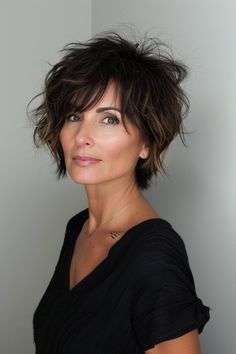 Hair Over 40 Look Younger, Asymmetrical Short Hair, Shaggy Pixie Bob, Short Hair Over 50, Hairstyles To Look Younger, Asymmetrical Cut Hairstyles, Short Textured Hair, Short Hairstyles Over 50, Asymmetrical Bangs