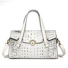 Color: Beige Elegant Crocodile Pattern Shoulder Bag For Office, Elegant Office Shoulder Bag With Crocodile Pattern, Elegant Shoulder Bag With Top Handle And Crocodile Pattern, Chic Crocodile Pattern Shoulder Bag For Shopping, Elegant Rectangular Satchel With Crocodile Pattern, Elegant Bags With Crocodile Pattern And Top Handle, Elegant Crocodile Pattern Rectangular Satchel, Elegant Top Handle Bag With Crocodile Pattern, Elegant Bag With Top Handle And Crocodile Pattern