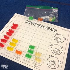 a gummy bear graph and bag of gummy bears