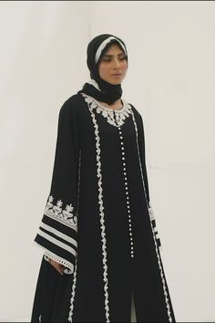 Imaan – Sania Maskatiya International Elegant Silk Sets With Embroidered Neckline, Festive Elegant Abaya With Floral Embroidery, Elegant Black Set With Embroidered Sleeves, Elegant Fitted Set With Embroidered Neckline, Elegant Black Abaya With Floral Embroidery, Black Sets With Embroidered Sleeves For Eid, Black Abaya With Floral Embroidery, Elegant Long Sleeve Abaya With Embroidered Border, Elegant Dresses With Embroidered Sleeves In Georgette