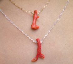 "Lovely necklace featuring a genuine branch of red coral. The corals measure between 18mm up to 25mm and they're set on either a sterling silver chain (length 49 extendable at 53 cm), or on a 9ct solid gold chain (length 44cm). Please check the drop down menu for prices. Simple, yet elegant, this delicate necklace is a lovely jewel, that will complement your look beautifully. Great gift idea for someone special. Perfectly suitable to be layered with other dainty necklaces. All necklaces have a s Coral Red Coral Necklace For Gifts, Coral Red Coral Necklace Gift, Coral Jewelry With Lobster Clasp For Gift, Silver Red Coral Necklace Gift, Silver Red Coral Necklace As Gift, Coral Choker, Zen Jewelry, Raw Stone Earring, Jewelry Gift Ideas