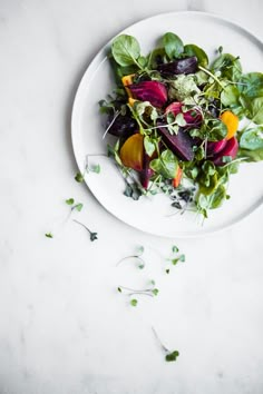 a white plate topped with lots of veggies