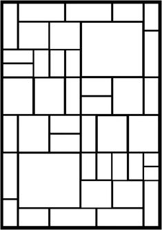 a black and white square pattern with squares on each side, in the center is a rectangle shape