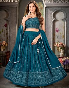 fashionable teal pure georgette traditional function wear pure georgette lehenga choli collection with teal pure georgette rt8951-184978 Front View Peacock Blue Lehenga, Blue Georgette Lehenga, Georgette Lehenga, Georgette Dupatta, Blue Lehenga, Lehenga Choli Online, Lehenga Collection, Lehenga Blouse