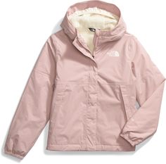 Waterproof coverage meets Heatseeker Eco insulation and high-pile fleece in The North Face Warm Antora girls' rain jacket to keep them warm and protected in wet and cold conditions. Pink Rain Jacket, Northface Pink, Cute Winter Jackets, Rain Jacket Outfit, Fun Jackets, Cute Rain Jacket, Pink Rain Coat, Rain Clothes, Pink North Face Jacket