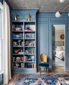 Up House, Blue Walls, New Builds, Built Ins, Decoration Design, Sitting Room, A Living Room, Girl Room