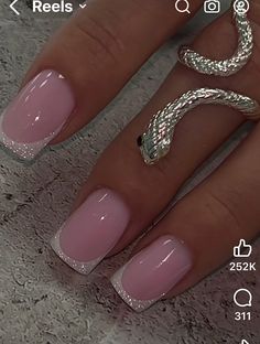 Gel Cover Nails, French Manicure Nail Designs, Shiny Nails Designs, Aqua Nails, Manicure Nail Designs, Hello Nails, French Manicure Nails