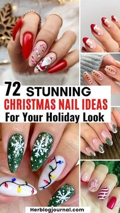 Shellac Nail Designs Christmas, December Nail Designs Acrylic, Christmas Themed Gel Nails, Winter Nail Inspo 2024 Almond, Christmas Nail Designs Elegant, Christmas Nail Art Coffin, Christmas Nail Designs Gel Art Ideas, Red Holiday Nail Designs Almond, Christmas Nail Theme