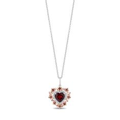 Disney Snow White Inspired Diamond and Red Garnet Necklace Pendant in 14K Rose Gold over Sterling Silver 1/10 CTTW | Enchanted Disney Fine Jewelry Chanel Pendant Necklace, Red Garnet Necklace, White Engagement Ring, Enchanted Disney, Enchanted Disney Fine Jewelry, Disney Fine Jewelry, Disney Snow White, Garnet Necklace, Heart Gemstone