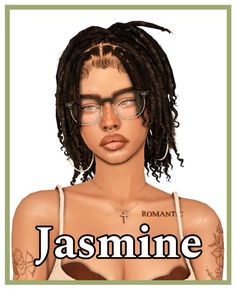 a woman with glasses and dreadlocks in front of a green frame that says jasmine