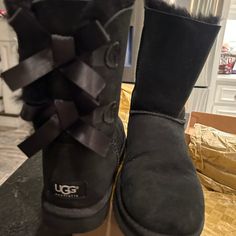 Women’s Size 7 Ugg Bailey Bow Black Boots. Bought For My Daughter Years Ago And She Only Wore Them One Time. Very Good. Almost New Condition. Ugg Bailey Bow, Black Ugg Boots, Bailey Bow Uggs, Ugg Bailey, Bailey Bow, For My Daughter, Womens Uggs, Ugg Shoes, Ugg Boots