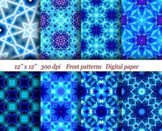 blue and purple digital papers with different patterns