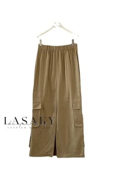 Lasaky - Contemporary Half-Length Skirt with Sophisticated Design and Relaxed Silhouette. Chic Full-length Skirt With Pockets, Chic Full Length Skirt With Pockets, Fall Long Khaki Skirt, Mid Length Skirts, Skirt Skirt, Contemporary Aesthetic, Design Aesthetic, Color Fabric, Sophisticated Design