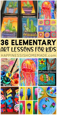 Art Ideas For 1st Grade, Art Docent Kindergarten, Art Lessons For 3rd Grade, Art Lessons For 2nd Grade, Year 2 Art Ideas, Elementary Art Education Projects, 3rd Grade Art Projects Spring, Year 5 Art Ideas, Fourth Grade Art Lessons