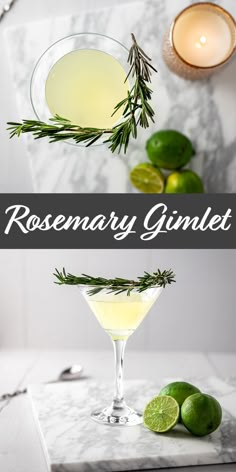 rosemary and lime gin cocktail garnished with fresh herbs