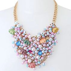 From Betsey Johnson, This Necklace Features: Statement Necklace Curb Chain Polished Gold-Tone Metal Metal/Plastic/Glass/Faux Pearls Adjustable Lobster Clasp Closure Approx. 18" L +3" Extender; 3.25" Frontal Drop; 0.5" Depth Definitely A Conversation Starter. Just In Time For Wedding Season. Perfect Gift For That Special Her, Or Just For Yourself For Doing Such An Awesome Job At Being You Multicolor Pearl Beaded Necklaces For Parties, Elegant Purple Necklaces For Beach, Elegant Purple Necklace For The Beach, Elegant Purple Necklace For Beach, Betsey Johnson Jewelry, Plastic Glass, Pearl Shell, Curb Chain, Just In Time