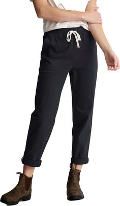 There’s no need to choose between work and the outdoors when these pants can do both. Easily pull them on with the elastic waistband, adjust the fit with the drawstring, and enjoy clean lines with a tastefully tapered leg underneath both daywear and hiking gear. Fit & Design: Regular fit pants Regular rise – Sits below the natural waist Tapered silhouette fits the hips and thighs, then narrows to the ankle Pull-on elastic waistband with adjustable drawcord to create the perfect fit Patch front pockets hold hands and your essentials Cozy brushed comfort fabric with next-to-skin softness 2-way stretch for a fuller range of mobility Additional Details: Fits true to size Regular Fit Pants, Womens Athletic Outfits, Hold Hands, Twill Pants, Black Sand, Hiking Gear, Athletic Outfits, Fit Pants, Outdoor Apparel