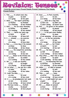 a printable version of the english tense