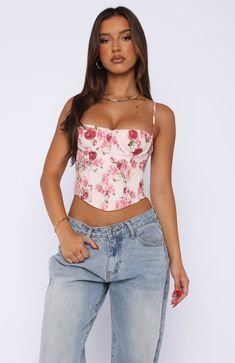 In The Morning Bustier Dusty Rose | White Fox Boutique US White Fox Boutique, Knit Bottom, Floral Outfit, Grad Dresses, Summer Crop Tops, White Fox, Women Corset, Celebrity Dresses, Flowing Maxi Dress