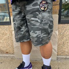 Our Smoke Camo cargo shorts are a necessity for every guy with style. The original camo AYV patch on the left thigh separates these from all others. It’s our patch of approval. Streetwear Cargo Shorts With Patch Pockets, Short Cargo Pants With Patch Pockets For Streetwear, Short Cotton Bottoms With Patches, Camouflage Shorts With Side Pockets For Streetwear, Cotton Bottoms With Patches In Short Length, Streetwear Cargo Pants With Built-in Shorts, Casual Cotton Shorts With Patches, Military Style Shorts For Streetwear, Guy With Style