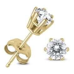 A beautiful pair of 1/2 carat total weight diamond solitaire stud earrings in a 6 prong 14K yellow basket setting with push back posts.  Great earrings for everyday casual and formal wear.  Diamonds are hand selected, matched and set by experienced jewelers. Yellow Basket, Basket Setting, Solitaire Studs, 2 Carat, Diamond Solitaire, Formal Wear, Round Diamond, Round Diamonds, Diamonds