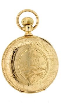 This vintage pocket watch was made back in 1902.It's a solid 14 karat yellow gold case with a majestic stag engraved on the back of the watch and a blank shield on the front that can be engraved. This wonderful timepiece was made by Hamilton watch company, is a 17 jeweled movement that is lever set that is marked 9197 and 225577.The dial of the watch has Roman numerals and the timepiece features a movable bow. The case of the watch is lso detailed with bold floral patterns and ferns.The case of Deer Engraving, Old Pocket Watches, Gold Pocket Watch, Stag Deer, Hamilton Watch, Vintage Timepiece, Pocket Watch Antique, Vintage Pocket Watch, Pendant Watches