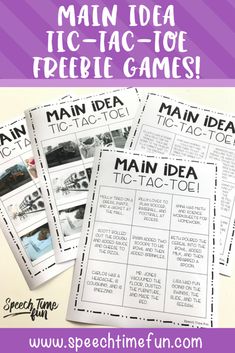 three mini - tic - tac - toe game with the words main idea and pictures