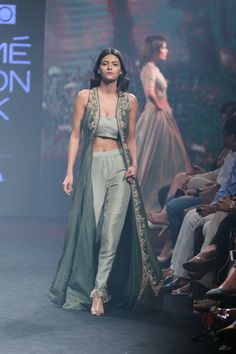 Sleeveless Long Jacket, Indian Fashion Trends, Straight Fit Pants, Indian Couture, Lakme Fashion Week, Indian Designer Outfits, Lehenga Designs, Fashion Attire