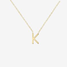 Initial Necklace in Gold Vermeil (letter K) Initial K, Amelia Rose, Classic Gold, Initial Necklace, A Necklace, Love Letters, Chain Lengths, Gold Vermeil, Out Of Style