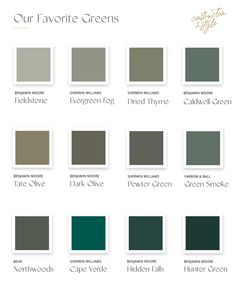 the color chart for our favorite greens