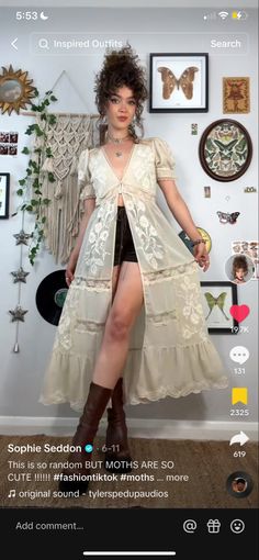 Outfits Inspired By Hozier, Creative Concert Outfits, Southern Witch Outfits, Fairycore Aesthetic Outfits Dresses, Subtle Valentines Outfit, 70s Boho Dress, Fun Girly Outfits, Hozier Vibes Outfit, Comfy Hippy Outfits