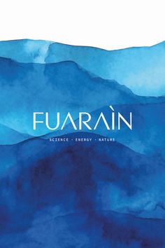 blue watercolor background with the words fuarann on it