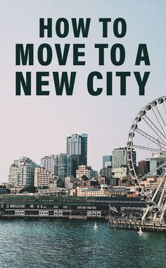 a large ferris wheel sitting in the middle of a body of water next to a city