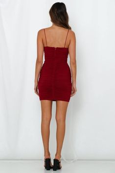 Length from shoulder to hem of size S: 82cm. Wine dress. Lined. Cold hand wash only. Model is a standard XS and is wearing XS. True to size. Soft and stretchy mesh overlay; opaque jersey lining. Invisible back zip. Polyester. Have all eyes on you with our figure-hugging Always With Me Dress. This sexy mesh bodycon keeps you fierce with is ruched design and stretchy spaghetti shoulder straps. This dress offers in-built bust padding so no need for a bra! Stretch Lined Mini Bodycon Dress, Sheer Stretch Mini Dress, Stretch Dresses With Invisible Zipper For Night Out, Spaghetti Strap Bodycon Dress With Back Zipper, Stretch Mesh Mini Dress For Date Night, Stretch Mesh Dress For Date Night, Fitted Sheer Dress With Spaghetti Straps, Stretch Mini Bodycon Dress With Ruched Back, Fitted Dress With Invisible Zipper For Date Night